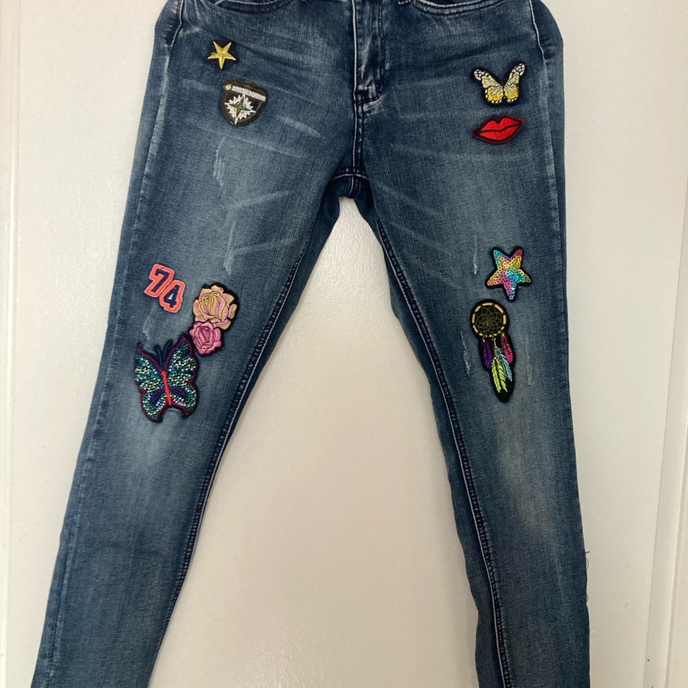 Indigo Rein Women's Skinny Jeans with Colorful Patchwork